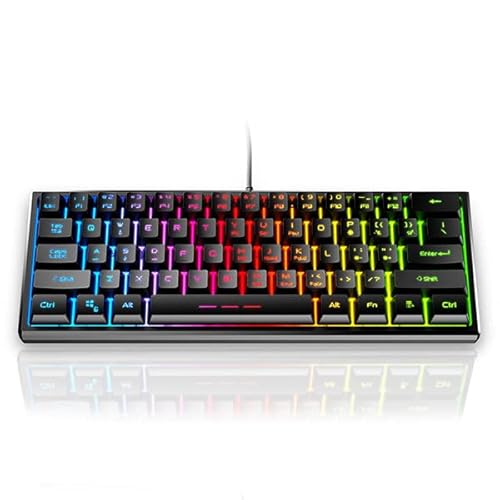 Ergonomische Gaming-Tastatur, 61 Tasten mit Hintergrundbeleuchtung, Tragbare Kabelgebundene Gaming-Tastatur, USB-PC-Tastatur, für PC-Spieler-Computer, RGB-LED-Hintergrundbeleuchtung, Kabelgebundene Me von Goshyda