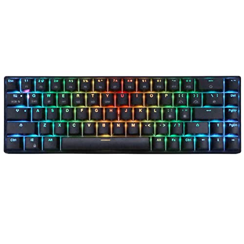 Mechanische Tastatur, 68 Tasten Wireless 2.4G Gaming Mechanische Tastatur mit Dynamischer RGB-Hintergrundbeleuchtung, 3 Modi Wireless Gaming Keyboard, für Windows, für Android,(Schwarzer Schaft) von Goshyda