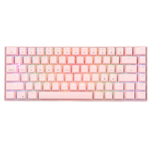 Goshyda Mechanische Tastatur, RGB-Hintergrundbeleuchtung, 2,4 G Wireless/Bluetooth/Typ C Verkabelt, 1800-mAh-Akku, Ergonomisches Design, Gaming-Tastatur mit 82 Tasten(Roter Schaft) von Goshyda