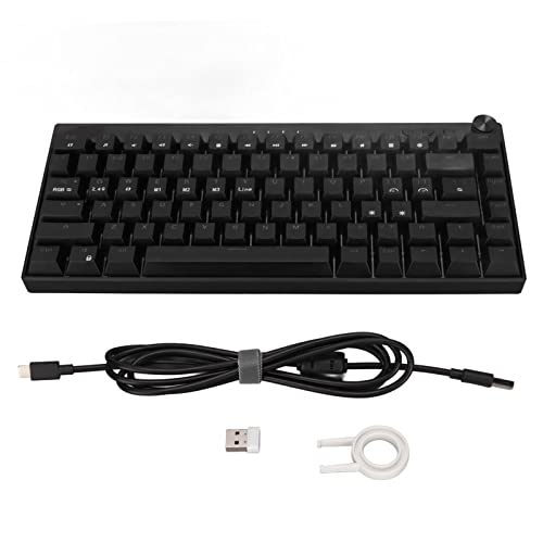 Goshyda Mechanische Tastatur, RGB-Hintergrundbeleuchtung, 2,4 G Wireless/Bluetooth/Typ C Verkabelt, 1800-mAh-Akku, Ergonomisches Design, Schwarze Gaming-Tastatur mit 82 Tasten(Roter Schaft) von Goshyda