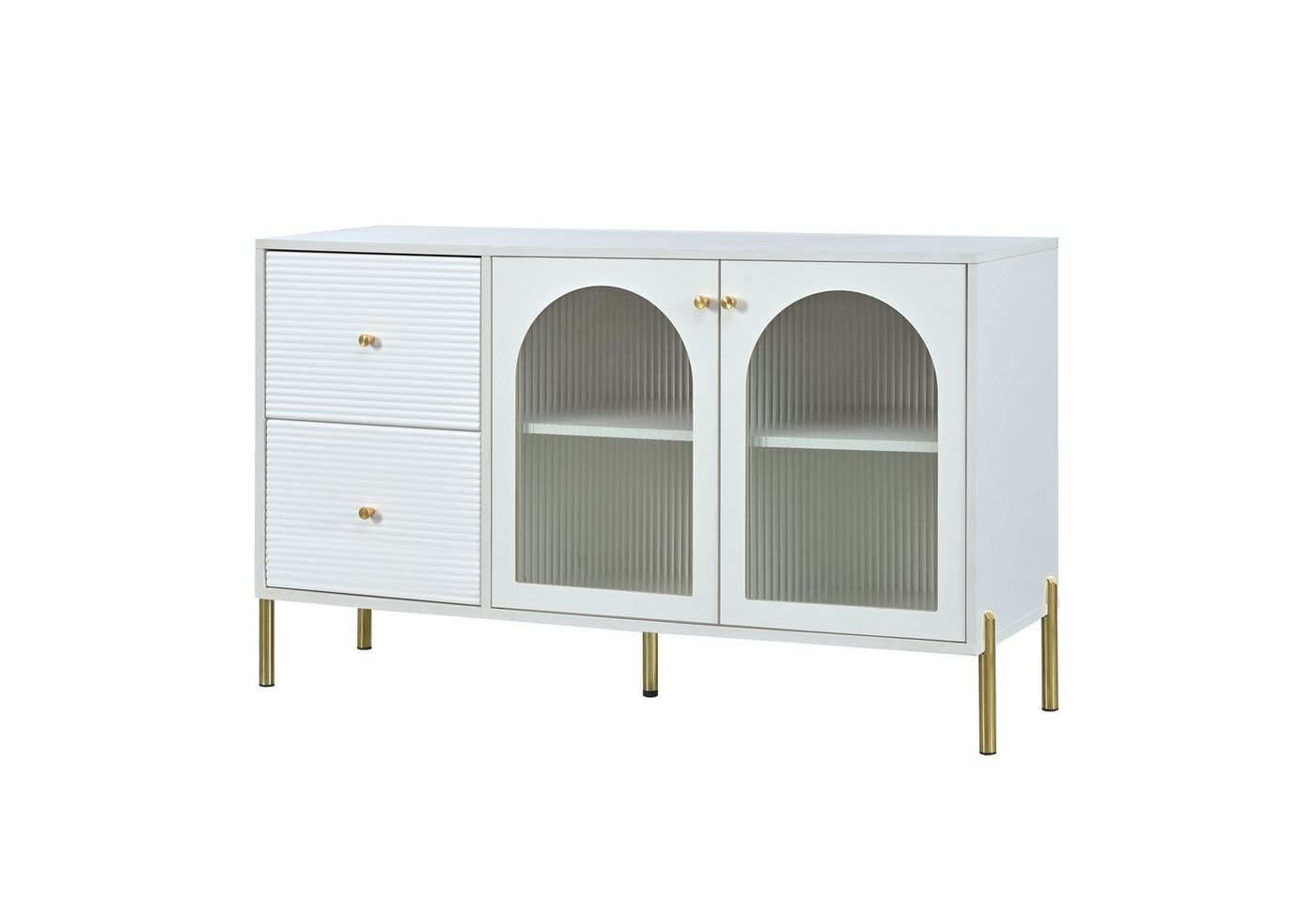 Gotagee Sideboard 120cm Langes Sideboard Kabinett Beistellschrank mit Glastüren Schrank von Gotagee