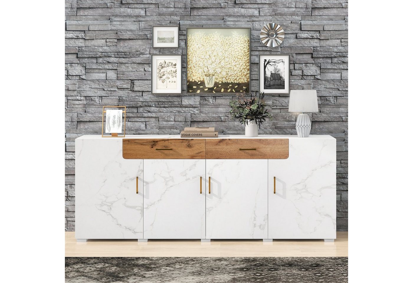 Gotagee Sideboard Kommode Sideboard Aufbewahrungsschrank Buffets Weiß Küchenschrank von Gotagee