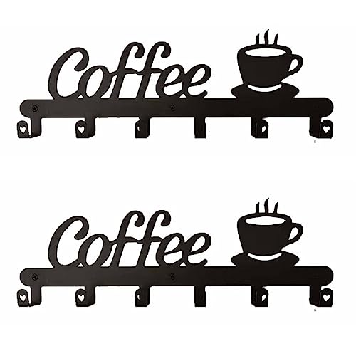Gotoger 2 x Kaffeebecher-Halter, Wandmontage, Kaffee-Bar-Dekor-Schild, Kaffeetassen-Regal, Kaffeeschild, Tassen-Aufhänger von Gotoger