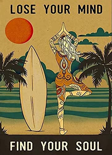 Graman Leinwandbild Wandkunst Dekor Lustiges Yoga, Liebe Surfen Poster, verlieren Sie Ihren Geist finden Sie Ihre Seele Zuhause Wohnkultur Liebe Sommer Yoga Wandkunst Yoga Liebhaber von Graman