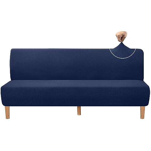 Granbest Hohe Dehnung Futonbezug Super Weiche Armlose Sofabezug für Hunde Haustiere Katzen rutschfeste Futonbezug ohne Armlehne für Wohnzimmer Möbel Schutz (Futon, Marineblau) von Granbest