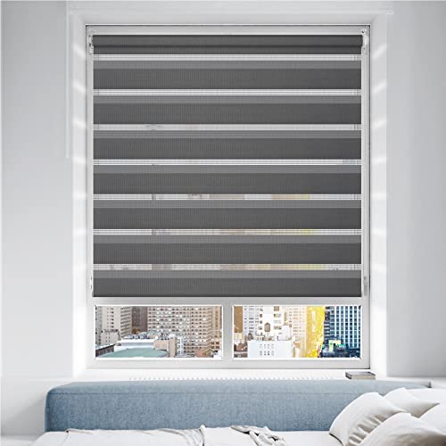 Doppelrollo Klemmfix ohne Bohren/mit Bohren, Duo Rollos für Fenster & Tür Anthrazit 85x150 (BxH) Lichtdurchlässig & Verdunkelnd Klemmrollo Fensterrollo Sonnenschutz Duo Rollo von Grandekor