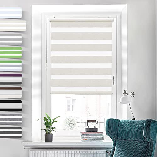 Doppelrollo Klemmfix ohne Bohren Leinen 40x110cm Duo Rollos für Fenster ohne Bohren Klemmrollo Rollo Zebrarollo Seitenzugrollo von Grandekor