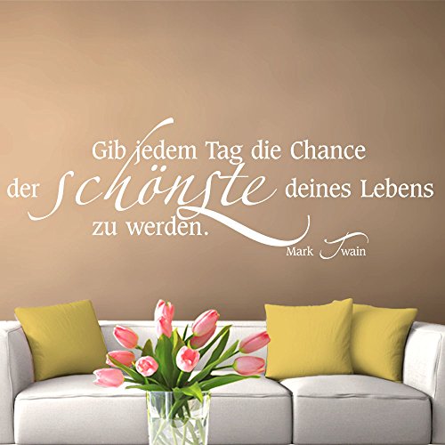 Grandora W312 Wandtattoo Zitat Gib jedem Tag die Chance I grün 120 x 40 cm I Wohnzimmer Schlafzimmer Aufkleber Wandaufkleber Wandsticker von Grandora