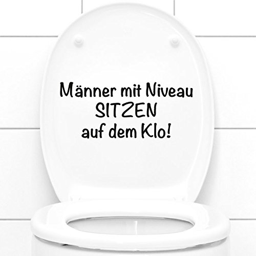 Grandora WC Aufkleber Männer mit Niveau sitzen auf dem Klo I grün (BxH) 27 x 11,5 cm I Badezimmer Toilette Sticker Wandsticker Wandaufkleber Wandtattoo W5495 von Grandora