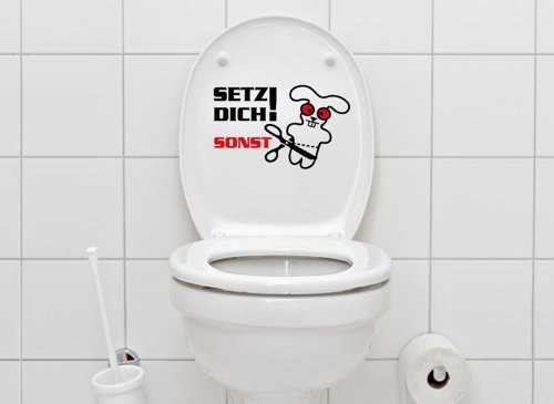 Grandora WC Aufkleber Spruch Setz Dich + Hase I türkis (BxH) 29 x 19 cm I Badezimmer Toilette Bad Wandtattoo Wandaufkleber Wandsticker Sticker W855 von Grandora