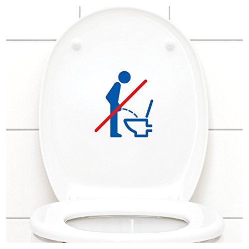 Grandora WC Deckel Sticker - Bitte im Sitzen pinkeln Schild I azurblau 11 x 12 cm I Piktogramm WC Bad Badezimmer Toilette Klodeckel Aufkleber W733 von Grandora