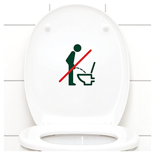 Grandora WC Deckel Sticker - Bitte im Sitzen pinkeln Schild I dunkelgrün 11 x 12 cm I Piktogramm WC Bad Badezimmer Toilette Klodeckel Aufkleber W733 von Grandora