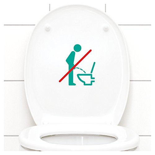 Grandora WC Deckel Sticker - Bitte im Sitzen pinkeln Schild I türkis 11 x 12 cm I Piktogramm WC Bad Badezimmer Toilette Klodeckel Aufkleber W733 von Grandora