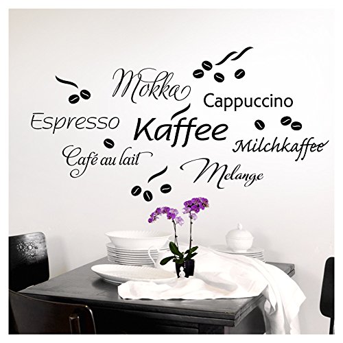 Grandora Wandtattoo Kaffee Coffee Kaffeetasse I grün I Küche Esszimmer selbstklebend Aufkleber Kaffeebohnen Wandaufkleber Wandsticker 1075W von Grandora