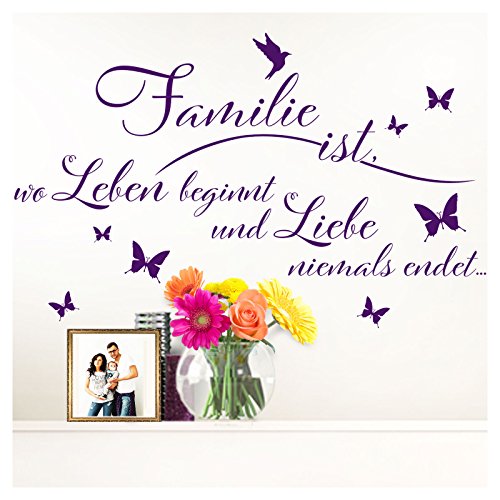 Grandora Wandtattoo Spruch Familie ist I dunkelgrün (BxH) 125 x 79 cm I Wohnzimmer Schlafzimmer Flur Küche Sticker Aufkleber Wandaufkleber Wandsticker W5438 von Grandora