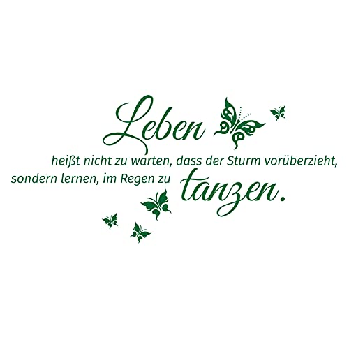 Grandora Wandtattoo Spruch Leben heißt + Schmetterlinge I grün (BxH) 100 x 46 cm I Wandsticker Wandaufkleber Aufkleber Wohnzimmer Flur Diele Schlafzimmer W996 von Grandora