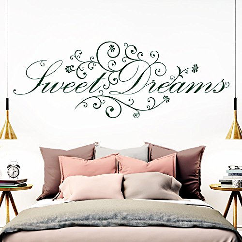 Grandora Wandtattoo Spruch Sweet Dreams I dunkelgrün (BxH) 160 x 58 cm I Schlafzimmer süße Träume selbstklebend Sticker Aufkleber Wandaufkleber Wandsticker W718 von Grandora