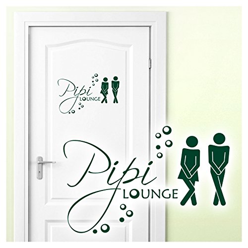 Grandora Wandtattoo Sprüche PIPI Lounge Mann Frau I dunkelgrün 27 x 18 cm I WC Türaufkleber Piktogramm Bad Badezimmer Wandaufkleber Wandsticker W755 von Grandora