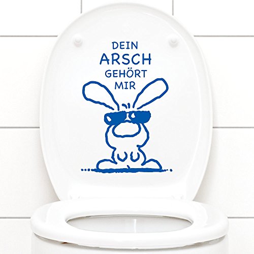 Grandora Wandtattoo WC Aufkleber Dein Arsch gehört Mir I azurblau (BxH) 19 x 27 cm I Hase Sonnenbrille Bad Toilette Wandsticker Wandaufkleber Sticker W772 von Grandora