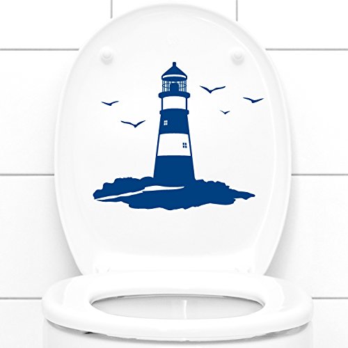 Grandora Wandtattoo WC Deckelaufkleber Leuchtturm I dunkelblau (BxH) 29 x 26 cm I Badezimmer Bad Toilette Sticker Aufkleber Wandaufkleber Wandsticker W1245 von Grandora