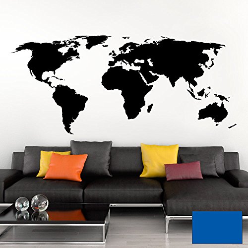 Grandora Wandtattoo Weltkarte Erde Globus Karte I azurblau 120 x 53 cm I Welt Atlas Schlafzimmer Wohnzimmer Wandsticker Wandaufkleber W698 von Grandora