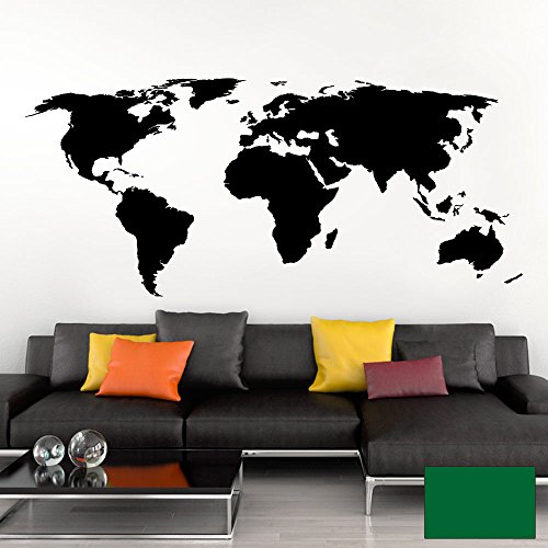 Grandora Wandtattoo Weltkarte Erde Globus Karte I grün 100 x 44 cm I Welt Atlas Schlafzimmer Wohnzimmer Wandsticker Wandaufkleber W698 von Grandora