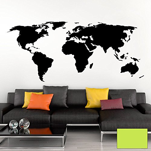 Grandora Wandtattoo Weltkarte Erde Globus Karte I pastellgrün 150 x 65 cm I Welt Atlas Schlafzimmer Wohnzimmer Wandsticker Wandaufkleber W698 von Grandora