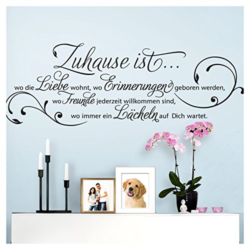 Grandora Wandtattoo Zitat Zuhause ist wo die Liebe wohnt I dunkelgrün (BxH) 120 x 42 cm I Wohnzimmer Flur Diele Aufkleber Wandaufkleber Wandsticker Sticker W942 von Grandora