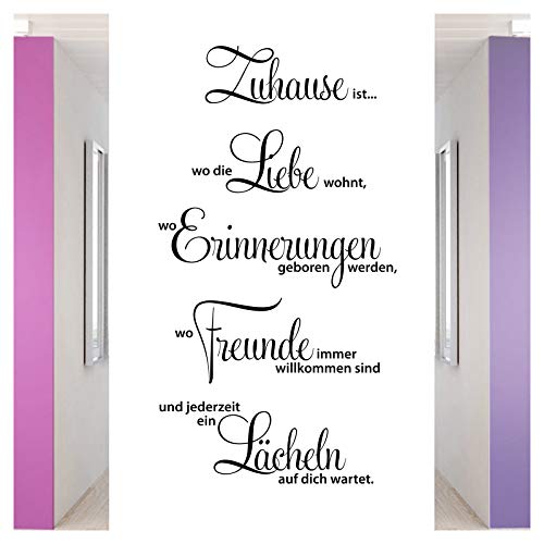 Grandora selbstklebend Wandtattoo Sprüche und Zitate Zuhause ist I dunkelgrün 58 x 107 cm I Aufkleber Wandtattoos Sprüche für Flur Wohnzimmer Modern Wandsticker Wandaufkleber W1124 von Grandora