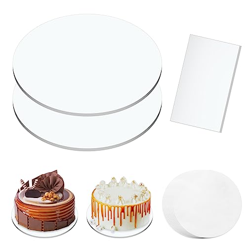 Grantop 2 Stück Tortenplatte Rund Set, 25 cm Acryl Cake Board,Kuchenteller, Kuchenplatte Transparent mit Tortenschaber für hochwertigem lebensmittelechtem Acryl Mit Schutzfolie… von Grantop