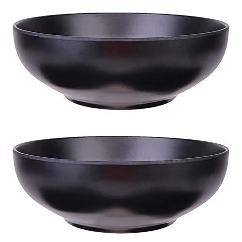 Graootoly 2Pcs Japanischen Ramen Schalen Lebensmittel Container Schwarz Nudelschalen Schwarz Imitation Porzellan Japanische Ramen Schüssel von Graootoly