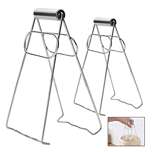 2 Stücke Edelstahl Plate Gripper Anti-hot Pot Clip Anti-hot Pfanne Clip Hot Dish Gripper Clip Retriever Zangen Schüssel Clamp Verbrühschutzclip Anti-hot Clip Set für Steam Hot Crab Oven Tragbar von Grasslandy