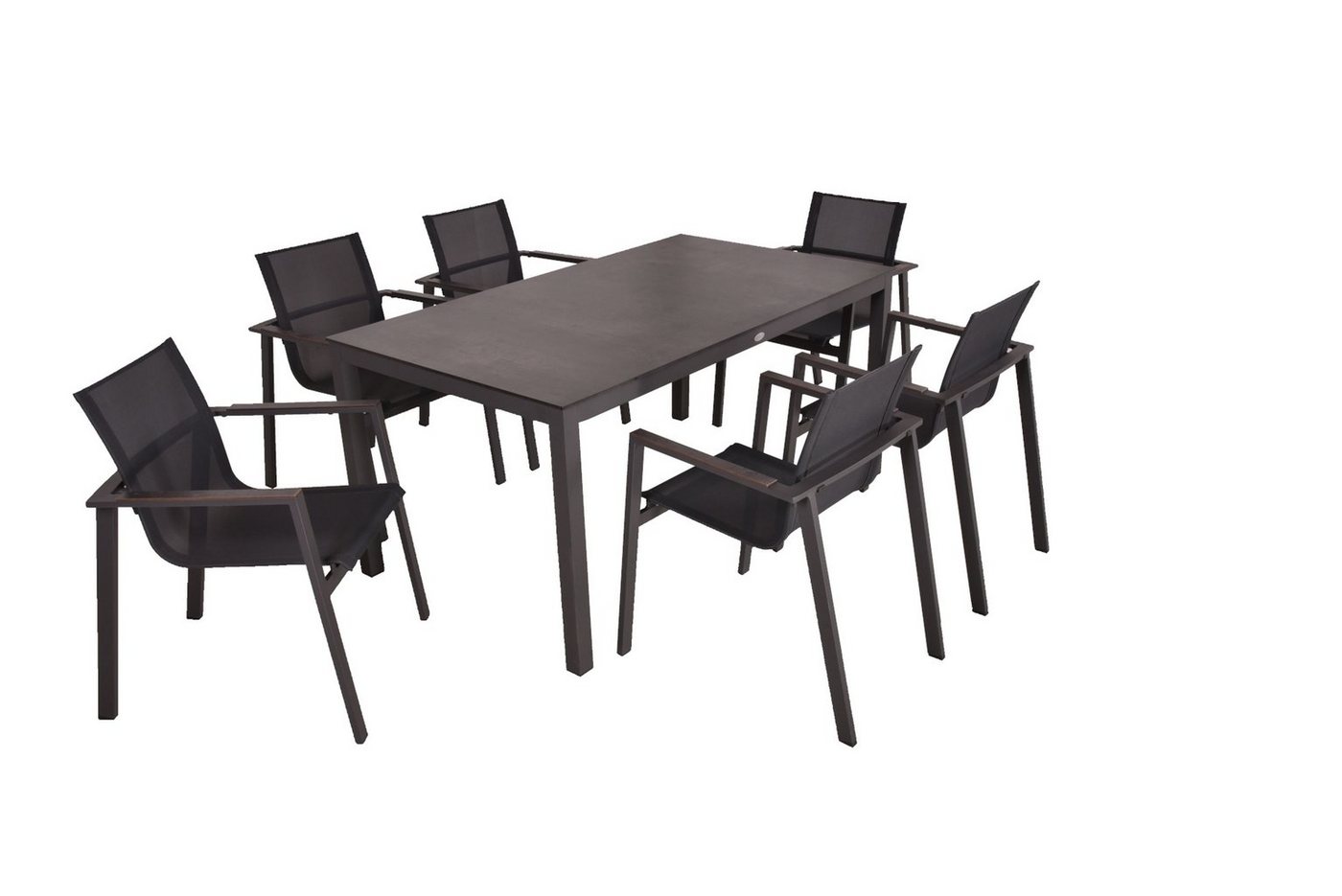 Gravidus Garten-Essgruppe Tischgruppe SOPHIA 7 Teilig Tisch Set Stuhl Stapelstuhl Garten von Gravidus