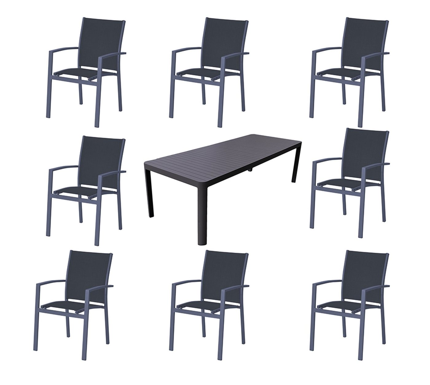 Gravidus Sitzgruppe 9-teilige Sitzgruppe Tischgruppe Garten Gruppe Stuhl Tisch ausziehbar von Gravidus