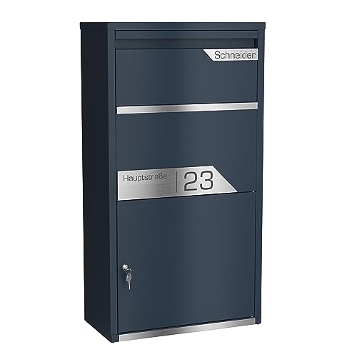 Graviers Design Paketbriefkasten personalisiert freistehend - pulverbeschichteter Stahl mit Edelstahl Namensschild Gravur - Briefkasten Rückholsperre Postbox für Pakete Briefe Paketbox Design 4 Graviers Design Paketbriefkasten personalisiert freistehend - pulverbeschichteter Stahl mit Edelstahl Namensschild Gravur - Briefkasten Rückholsperre Postbox für Pakete Briefe Paketbox Design 4 von Graviers Design
