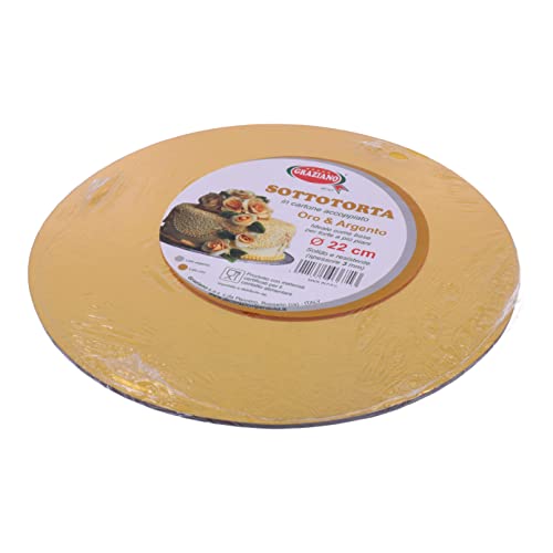 Graziano, Cakeboard Kuchenplatte aus Gold, elegant, starres Tablett für Kuchen, ideal zum Transport von Kuchen, aber auch für mehrstöckige Kuchen, leicht waschbar, Ø22 cm von Graziano