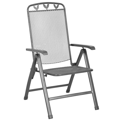 greemotion Klappsessel Toulouse eisengrau, Stuhl aus kunststoffummanteltem Stahl, Gartenstuhl mit 5-fach verstellbarer Rückenlehne, witterungsbeständig und pflegeleicht, ca. 58 x 64 x 108 cm von Greemotion