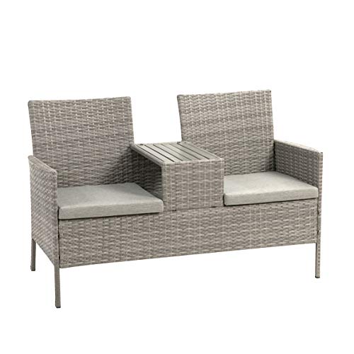 greemotion Rattan-Bank Felin, Gartenbank mit Tisch, ca. 141 x 86,5 x 66 cm, Grau greemotion Rattan-Bank Felin, Gartenbank mit Tisch, ca. 141 x 86,5 x 66 cm, Grau von Greemotion