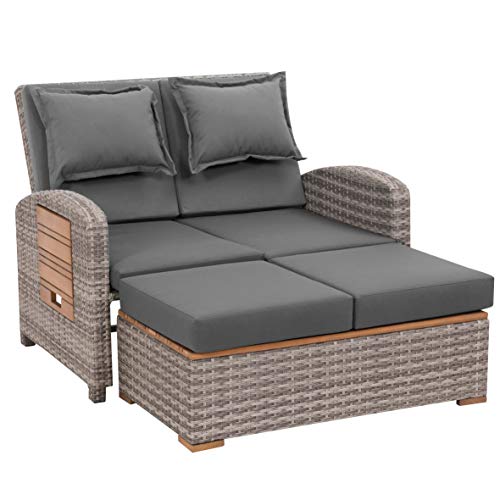 greemotion Rattan-Lounge Bahia Tobago, Gartensofa mit Bettfunktion, inkl. Hocker, Grau, Holzfarben greemotion Rattan-Lounge Bahia Tobago, Gartensofa mit Bettfunktion, inkl. Hocker, Grau, Holzfarben von Greemotion