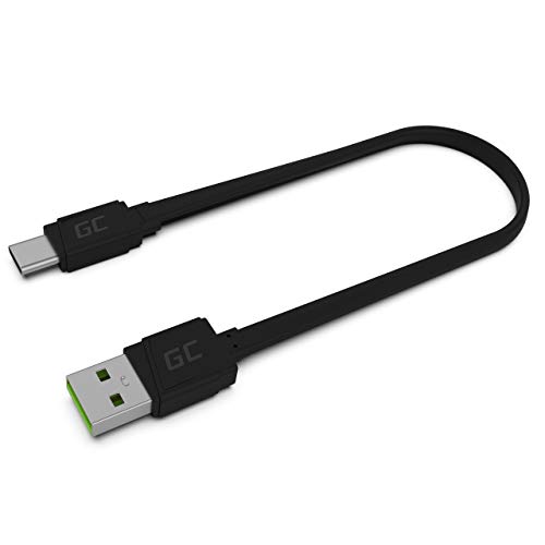 Green Cell Kabel USB-A - USB-C Typ C 25cm Kurzes Ladekabel Schwarz Schnellladekabel kompatibel mit Samsung Galaxy S23 S22 S21 S20 Ultra S10 S9 S8+ | Note 20 10 9 8 | Huawei Honor | Android-Telefonen von Green Cell