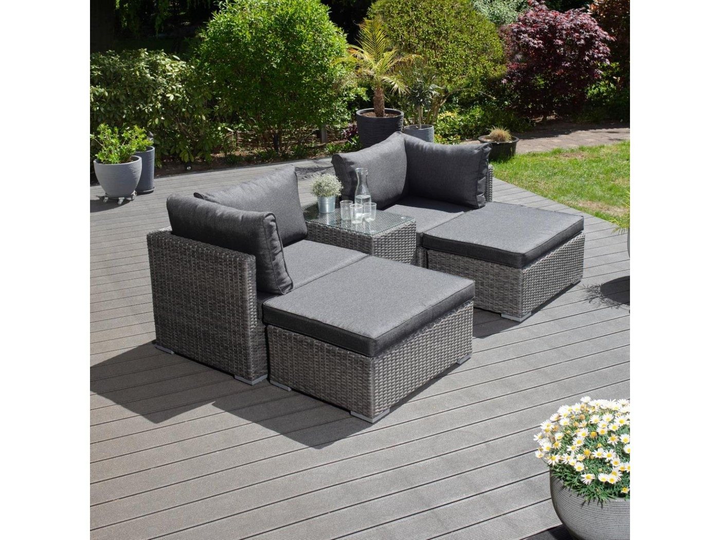 Green Spirit Gartenlounge-Set Aluminium Gartenlounge Samoa, Dunkelgrau, (Set, 5-tlg), Sondersdition, Multifunktionslounge, Gartensofa von Green Spirit