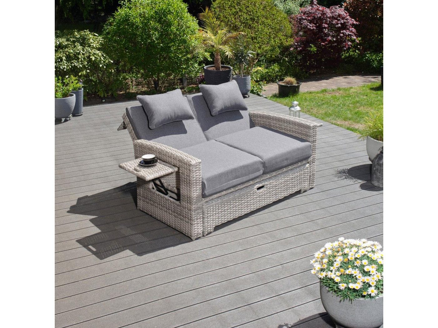 Green Spirit Gartenlounge-Set Multifunktionssofa Sunny, Grau, (Set, 1-tlg), Gartensofa mit Fußablage oder als Outdoorbett verwendbar von Green Spirit