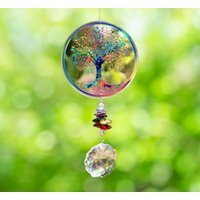 Suncatcher Glasmalerei-Fensterschmuck, Regenbogen-Macher-Baum-Suncatcher, Feiertagsdekoration Geschenk, Kristallprisma Boho-Dekor von GreenCastleCo