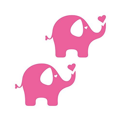 2 Aufkleber Elefant 10cm rosa Tattoo Dumbo Auto Kinderzimmer Möbel Tür Fenster Deko Folie von GreenIT