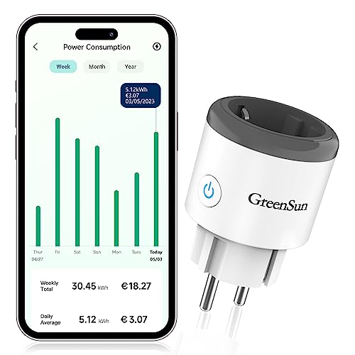 Wlan Smarte Steckdose GreenSun Steckdose Alexa Steckdose Wlan Steckdose Wlan Steckdose mit Strommessung Wifi Steckdose Zeitschaltuhr Steckdose Sprachsteuerung mit Alexa Google Smart Home 1PC von GreenSun