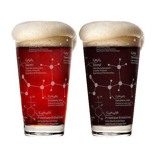 Greenline Goods Biergläser - 16 Unzen Pintglas (2er-Set) Science of Beer Glassware - Geätzt mit Molekülen der Bier- und Hopfenchemie von Greenline Goods