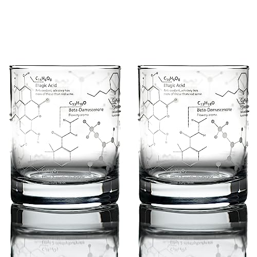 Greenline Goods Whiskygläser - 10 Unzen Becher Geschenkset Wissenschaft der Whiskygläser (2er-Set) Geätzt mit Whisky-Chemie-Molekülen von Greenline Goods