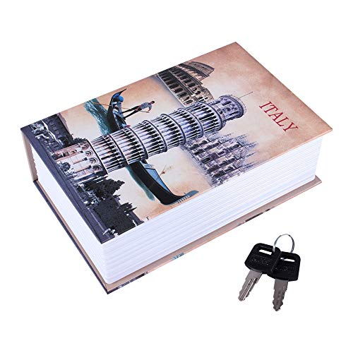 Ablagebuch Safe Aufbewahrungsbox, Buchsafe Tresor mit Schlüssel Bücherregal-tresor Safe Dose Buchtresor mit Schlüsselschloss für Schlüssel und Zahlenschloss(Italy Type) von Greensen