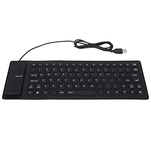 Greensen Faltbare Silikon-Tastatur, USB-Kabel, Standard-Tastatur, wasserdicht, Rollup-Tastatur, 85 Tasten für PC, Notebook, Laptop (schwarz) von Greensen