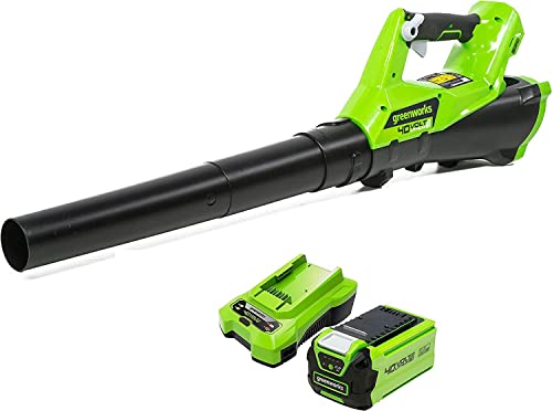 Greenworks G40ABK2 Axial Laubbläser mit Tempomat, 177 km/h, 11,05 m³/min, 40V 2Ah Batterie & Ladegerät, 3 Jahre Garantie von Greenworks